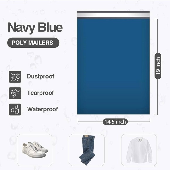 Poly Mailers 14.5x19 Inch Navy Blue 20 Pack Large Shipping Bags Strong Thick - Picture 3 of 4